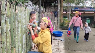 Mother and son build a barn fence in preparation for a bumper livestock season.