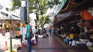 [4K] Walking around Pak Khlong Flower Market near Chao Phraya River Bangkok, Thailand