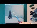 how to paint snowy winter landscape easy acrylic painting for beginners winter painting tutorial