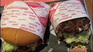 アメリカ生活 ハンバーガー巡り ファットバーガー2  (Fat Burger)極端な２つのバーガーを食べてみた　後半レドンドビーチ　食レポ食べ放題系 英語語学大学留学旅行の参考に