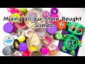 Mixing all our store bought slimes #springslimes #explore #satisfying #asmr #slimer