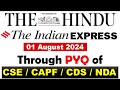 01 August 2024 (Q&A Session) The Hindu + Indian Express Newspaper for Hardcore UPSC Aspirants