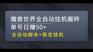 【稳定挂机】魔兽世界全自动挂机搬砖项目，单号日赚50+【全自动脚本】游戏操作 网赚、兼职副业、网络赚钱、游戏、代练、挂机