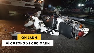 Ớn lạnh cú tông trực diện giữa xe máy và xe tải trên quốc lộ