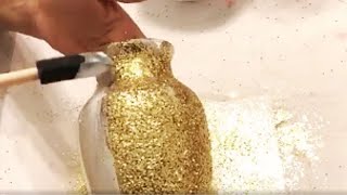 DIY Gold Glitter vase ||  Dollar Tree DIY || Glam Home Decor