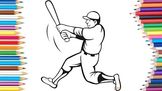 Baseball player. Coloring book for children.