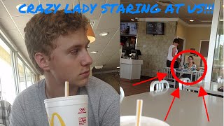 CRAZY LADY STARING AT US AT MCDONALDS! (SERIOUSLY FUNNY)