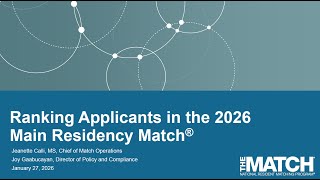 Ranking Applicants in the 2026 Main Residency Match Webinar