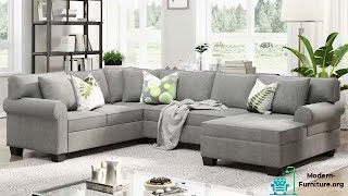 [Install Video]3 Pcs Chenille Sectional Sofa, 3 Pillows Included