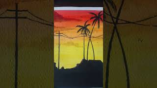 water colour scenery drawing #shorts #drawing #viral @artslovers09
