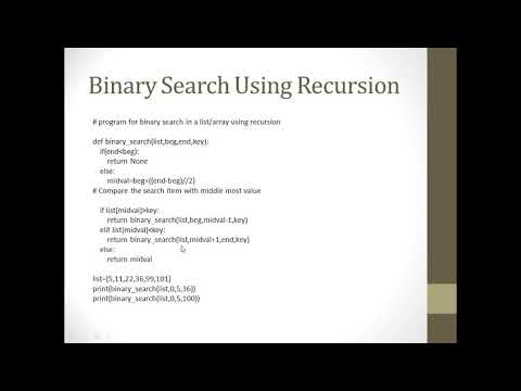 Binary Search Using Recursion-Python - YouTube