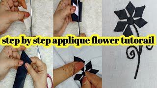 step by step applique flower tutorail for beginners#needlework#appliquetutorial #tukdesign#handmade