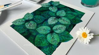 Depth Green Leaves painting process / Summer landscape painting / Leaf painting process / Botanical