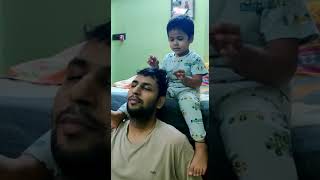 Son giving massage to dad