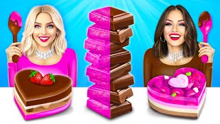 BUBBLE GUM VS CHOCOLATE FOOD CHALLENGE | Crazy 100 Layers Sweets Battle by RATATA COOL