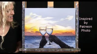 Learn How to Draw and Paint with Acrylics SUMMERTIME CHEERS -Easy Art Tutorial-Paint and Sip at Home