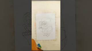 minion pencil colour drawing | how to draw minion | how to draw minion easy #shorts #viral #ytshorts