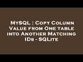 MySQL : Copy Column Value from One table into Another Matching IDs - SQLite