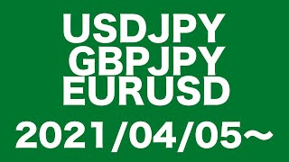 【USDJPY、GBPJPY、EURUSD】FXチャート分析〜次週の相場コメント2021/4/5〜ユーロドル４時間足ロングが狙えるか？