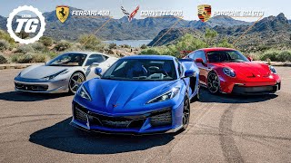 2023 Corvette Z06 vs Ferrari 458 vs Porsche GT3 | Top Gear
