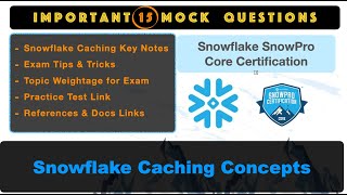 Snowflake Cache Concepts | Sample Questions | SnowPro Certification