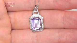 Amethyst 3.45ct And Diamond 9K White Gold Pendant - G4980