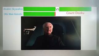 Anakin Skywalker and Obi Wan Kenobi vs Count Dooku with healthbars (Star Wars Revenge Of The Sith)