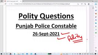 Polity II MCQ polity previous paper II ਪਿਛਲੇ ਸਾਲਾਂ ਦੇ ਪੇਪਰਾਂ ਵਿੱਚ ਪੁੱਛੇ ਗਏ questions II part-3