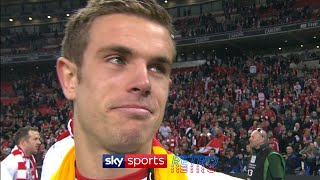 Jordan Henderson after winning his 1st trophy with Liverpool