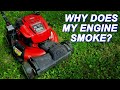 Tearing down and inspecting a Troy-Bilt Mower Engine that is smoking and knocking.