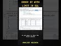 How to use limit in SQL | Order by with Limit in SQL