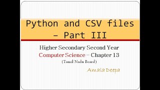Python Programming - CSV and Python - Part III