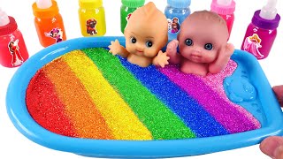 Satisfying Video l How to Make Rainbow Bathtub  with Mixing Slime from Glitter Cutting ASMR #46