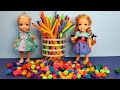 Making crafts at home ! Elsa and Anna toddlers