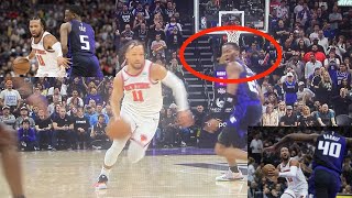 Jalen Brunson of the New York Knicks faked out the Kings defender with a deft move