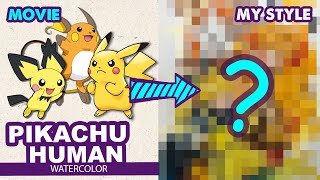 Drawing PIKACHU, RAICHU & PICHU from Pokemon | Semi Realistic | Huta Chan