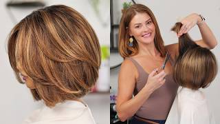 How To Cut A Short BOB Haircut With PERFECT Layers