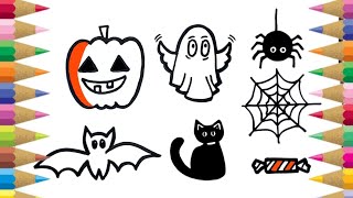 How To Draw Halloween Stuff: Pumpkin, Ghost,Bat,Spider,Black Cat,Candy | How to Draw A Pumpkin