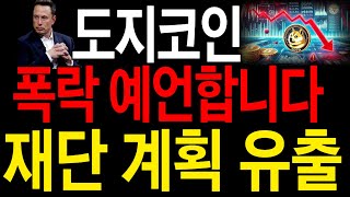 [도지코인] 폭락예언, 재단 계획 유출됐네요 단독공개고, 단  5분이면 우리돈 지킬수있습니다.