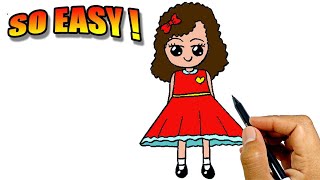 How to draw a girl with curly hair easy easy version | Easy Drawings