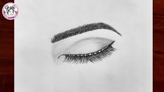 How to draw closed eye, step by step || closed eyes drawing for beginners