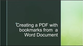 Creating a PDF with bookmarks from a Word Document
