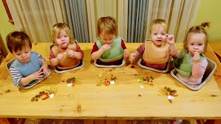 Dinner with 19 month old quintuplets