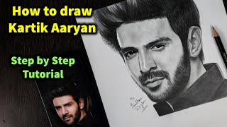 How to Draw Kartik Aaryan Step by Step Sketch tutorial - Part 2/ Pencil Shading, Blending, Hair