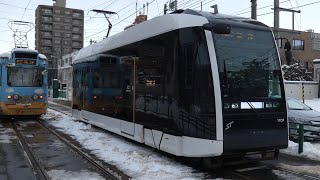 札幌市電　1100形 1101 シリウス　路面電車 電車事業所前電停