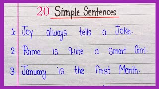 20 Simple English Sentences || 20 Simple Sentences in English || SIMPLE SENTENCES