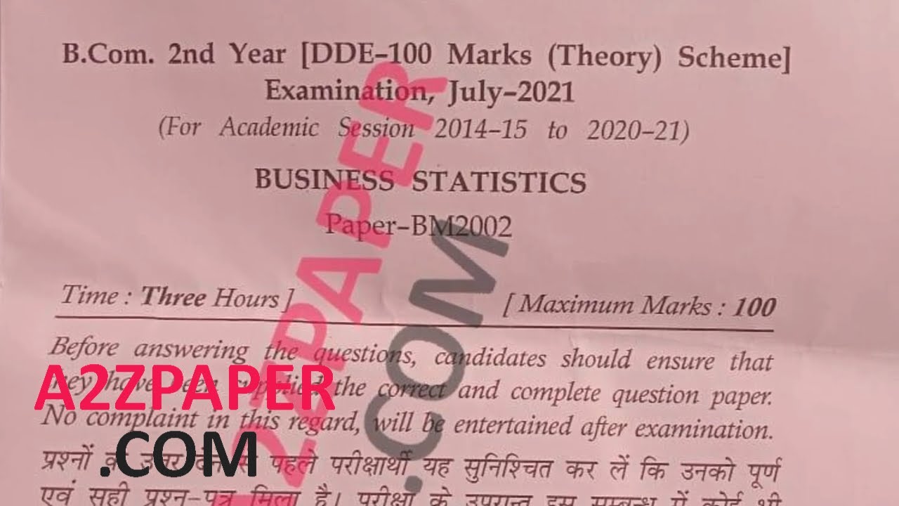 Mdu Bcom Dde 2nd Year Business Statistics Question Paper 2021 Youtube Mdu Bcom Dde 2nd Year Business Statistics Question Paper 2021 Youtube