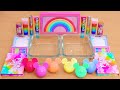 Giant Pastel Rainbow Slime - Mixing Makeup Eyeshadow Into Slime ASMR