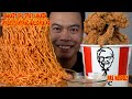 ASMR MUKBANG + 1 Bucket KFC spicy Chicken + 3 Packs Samyang Bulldack X2 + Fire Noodles