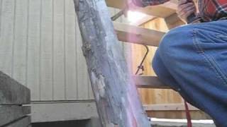 Making log ladder or stairs for cabin